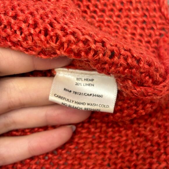 Eileen Fisher Deep Orange Hemp/Linen Crew Neck Tunic Sweater - Picture 9 of 10